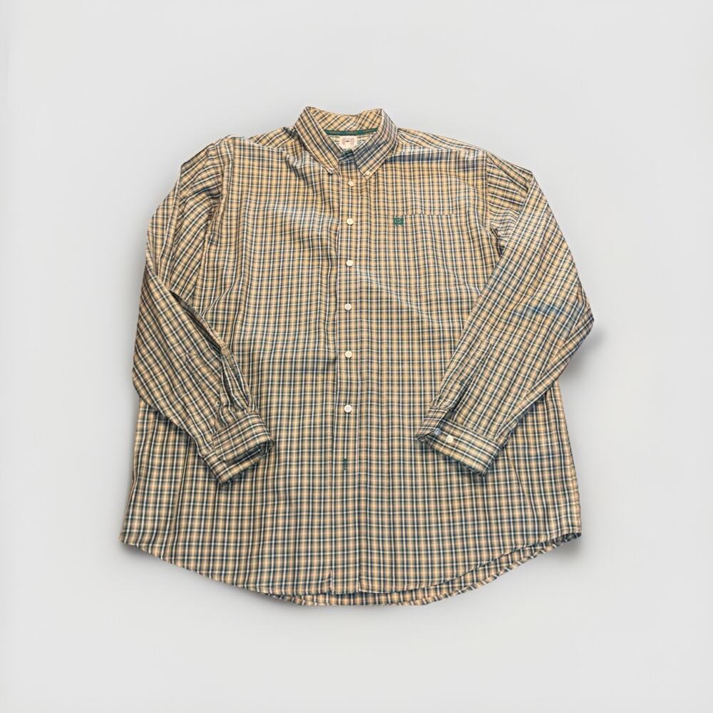 Cinch Button Shirt Mens XL Green Plaid Short Sleeve Western Cowboy Rodeo Logo